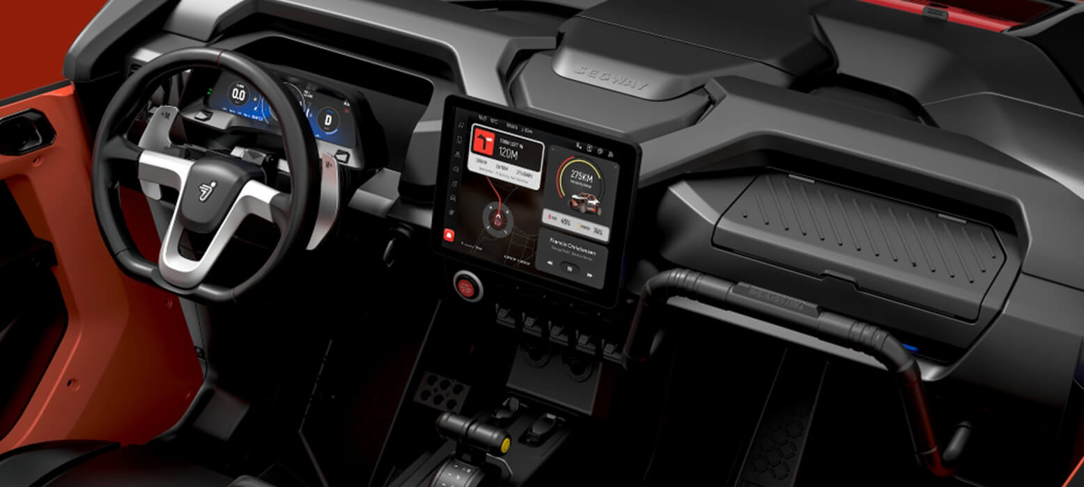 High-tech experience with a brand-new steering wheel, paddle shifters, and ambience lights.
